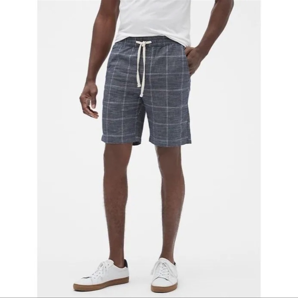 Banana Republic Navy Windowpane Shorts. Elastic Waist with drawstring. XL